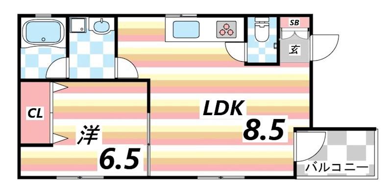 リーフハイツ(1LDK/2階)の間取り写真