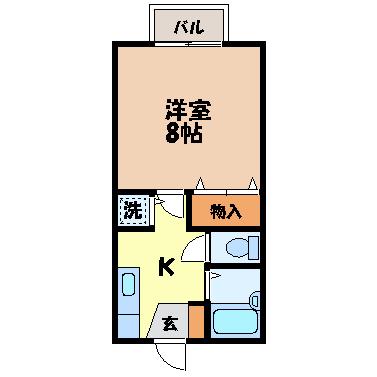 セジュール辻本I(1K/1階)の間取り写真