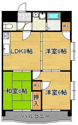 ニューエバーグリーン小倉(3LDK/4階)の間取り写真