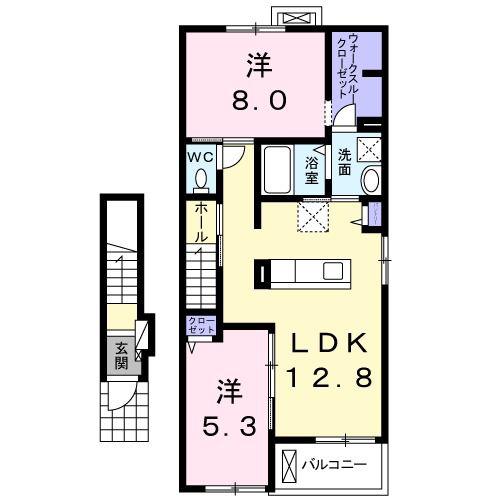 クオーレ A(2LDK/2階)の間取り写真