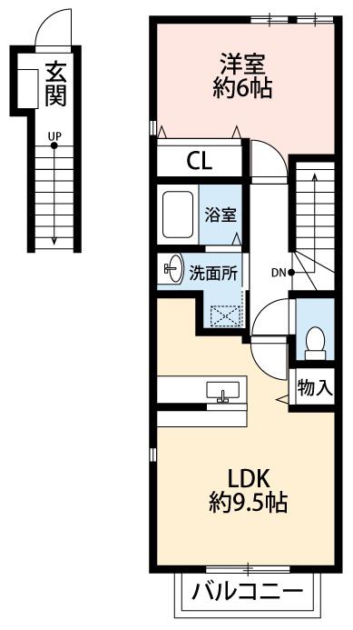 アヴニールYOUーIII(1LDK/2階)の間取り写真