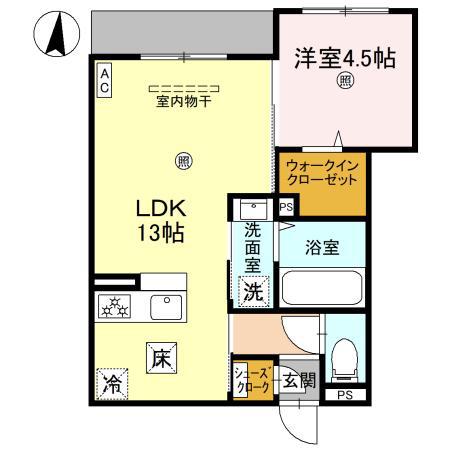 CLASHIST中宮3丁目(1LDK/1階)の間取り写真