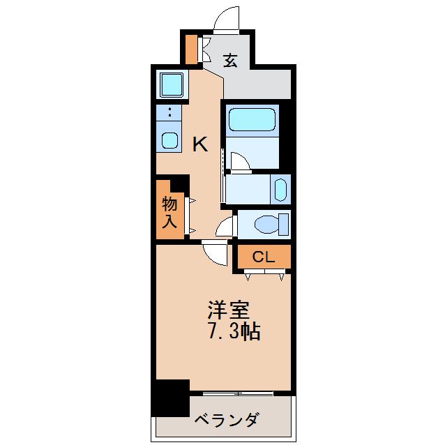 TENAS丸の内(1K/2階)の間取り写真