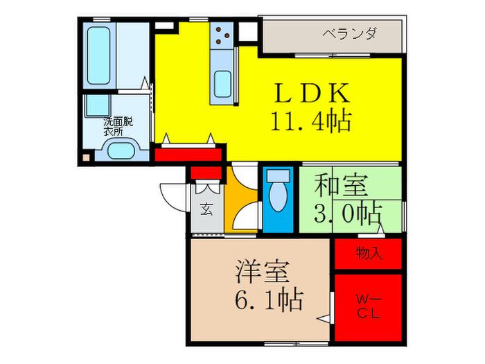 ルネ茨木 I(2LDK/2階)の間取り写真