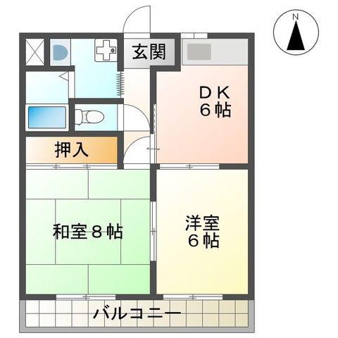 ナタシオン(2DK/1階)の間取り写真