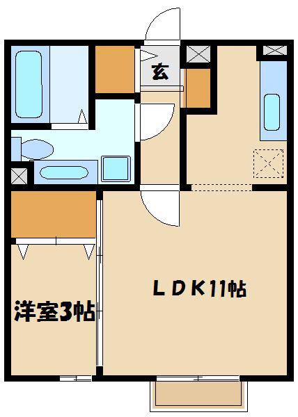 クレセントA・B(1LDK/1階)の間取り写真