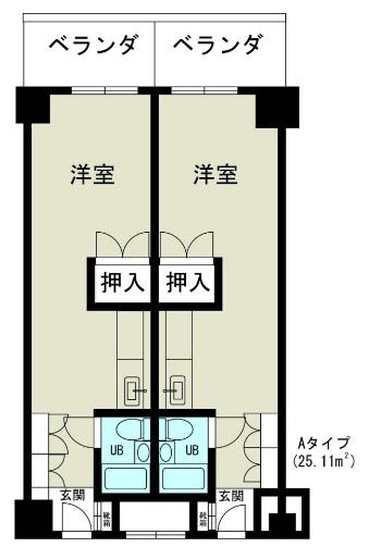 東三国グランドハイツ北(1DK/8階)の間取り写真