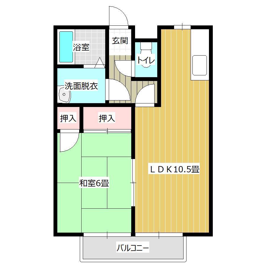 メゾン柳田(1LDK/2階)の間取り写真