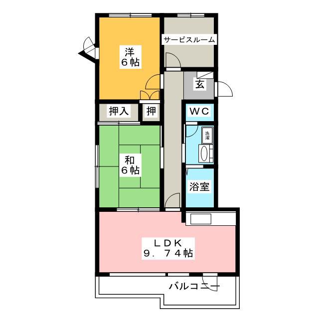 ホワイトハイツ東館(2SLDK/3階)の間取り写真