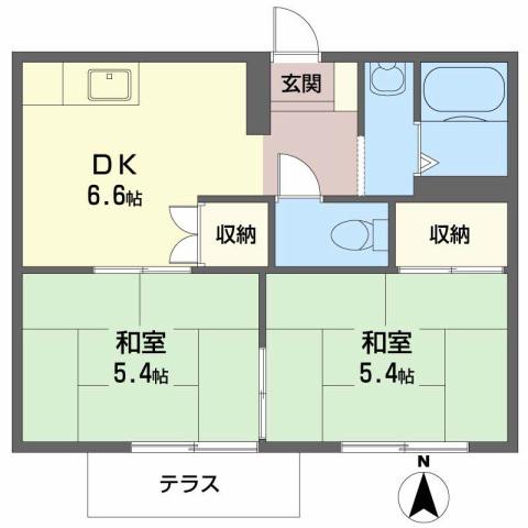 ドミール花園(2DK/1階)の間取り写真