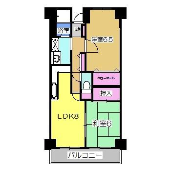 PRIME COURT(2LDK/2階)の間取り写真