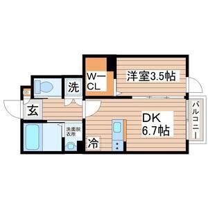MERIAI(1DK/1階)の間取り写真