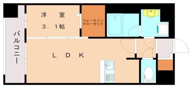 グランフォーレ千早マークスクエアウエストウイング(1LDK/13階)の間取り写真