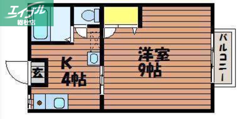 コーポステップII(1K/2階)の間取り写真