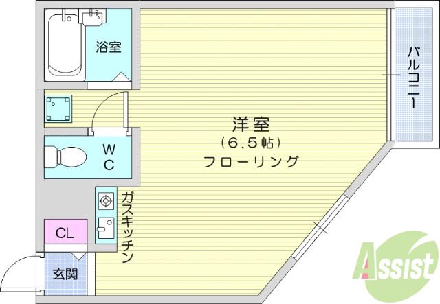 セントラルレジデンス(ワンルーム/2階)の間取り写真