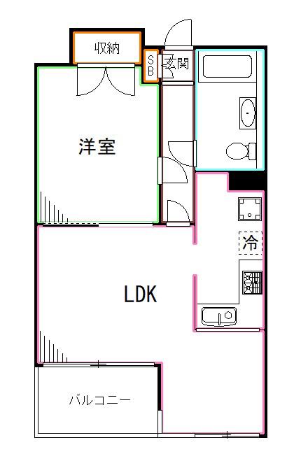 インテグラーレ哲学堂(1LDK/2階)の間取り写真