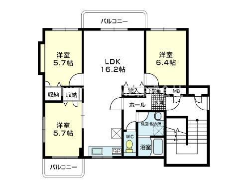 エスガーデン杉(3LDK/1階)の間取り写真