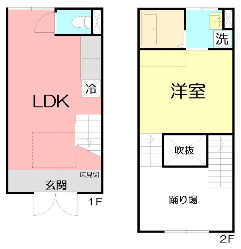 TSUBANA E棟(1LDK/1階)の間取り写真