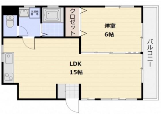 Qハイツ大内(1LDK/4階)の間取り写真