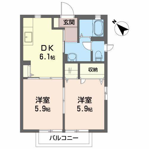 きぼうメゾンN(2DK/1階)の間取り写真