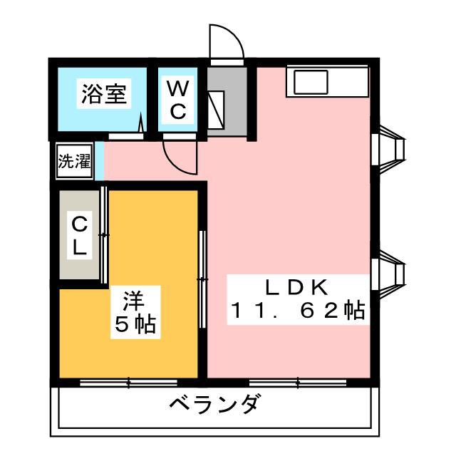 シティハイファイブ(1LDK/2階)の間取り写真