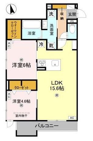 D-ROOM八尾市東本町3丁目(2LDK/3階)の間取り写真