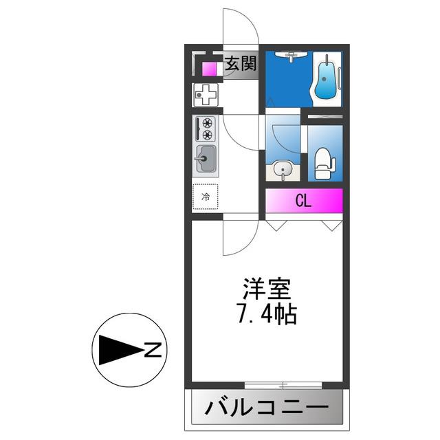 リブリ西今川(1K/2階)の間取り写真