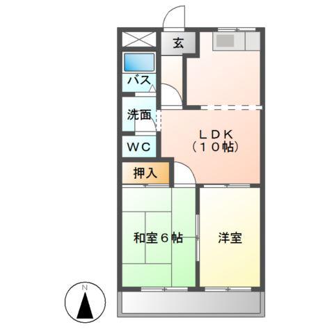 アークヒルズ栄B(2LDK/1階)の間取り写真