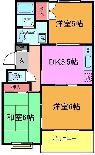 ハイムみやぼり(3DK/1階)の間取り写真