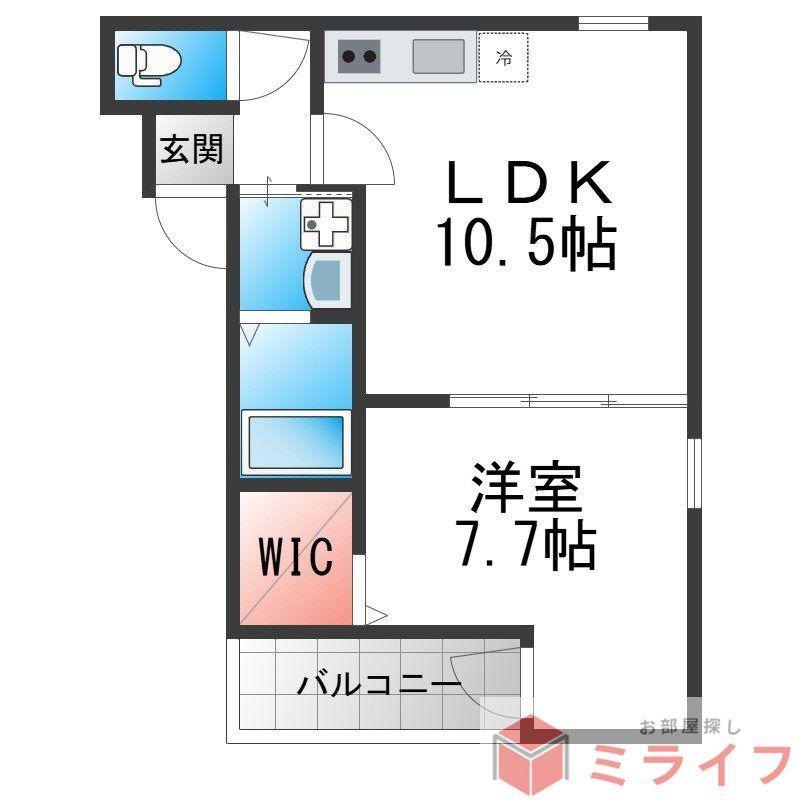 フジパレス今川公園V番館(1LDK/3階)の間取り写真