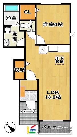 ラピス・アジュール(1LDK/1階)の間取り写真