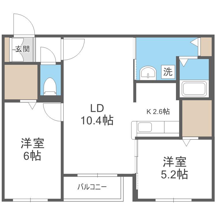REEF NEST(2LDK/1階)の間取り写真