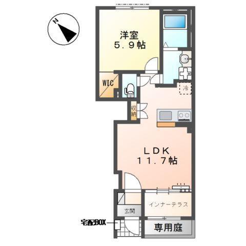 MAISON CHOU CHOU(1LDK/1階)の間取り写真