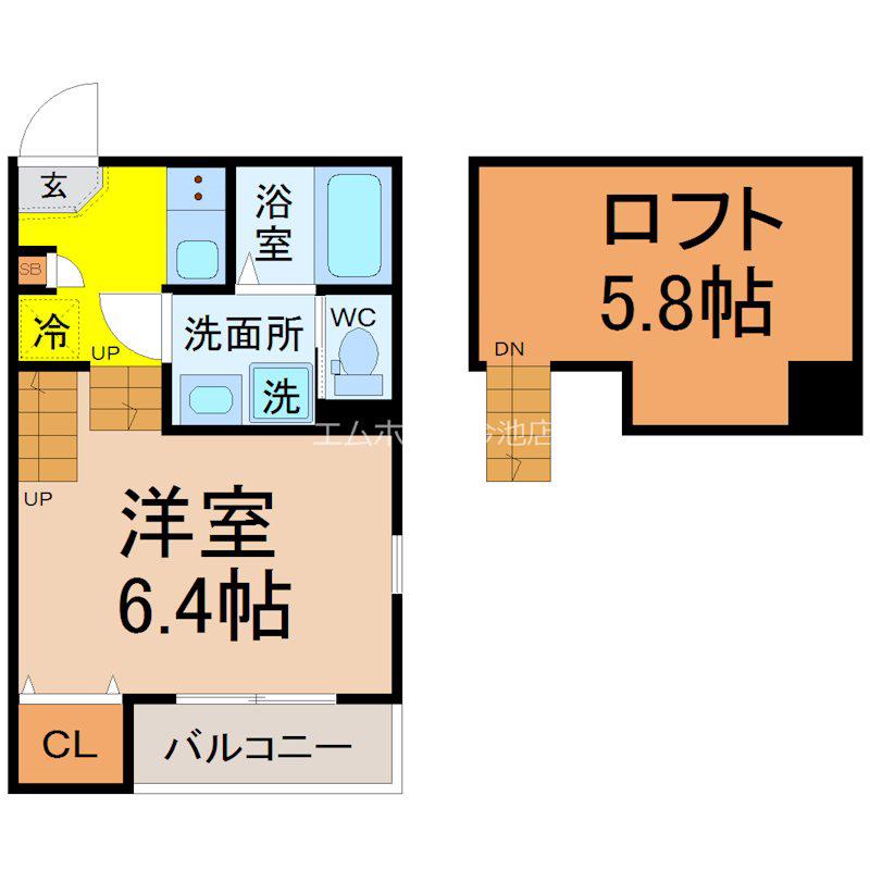 ハーモニーテラス中杉町II(1K/2階)の間取り写真