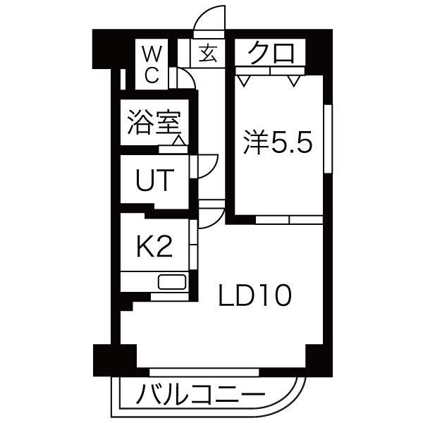 八軒六条舘(1LDK/3階)の間取り写真