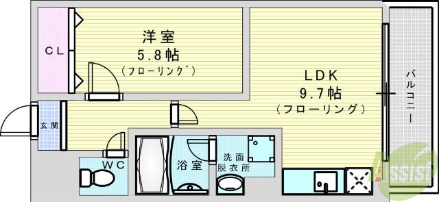 サンロード新和弐番館(1LDK/2階)の間取り写真