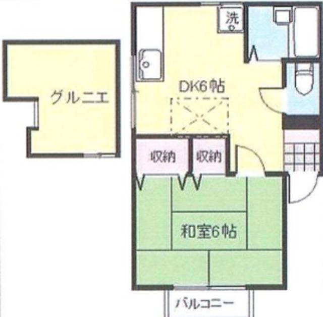 クローバーIII(1DK/2階)の間取り写真