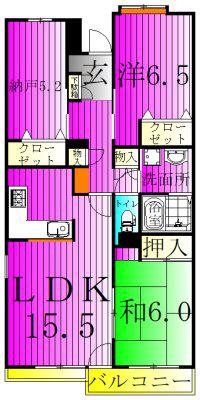 ISM南柏(2LDK/3階)の間取り写真