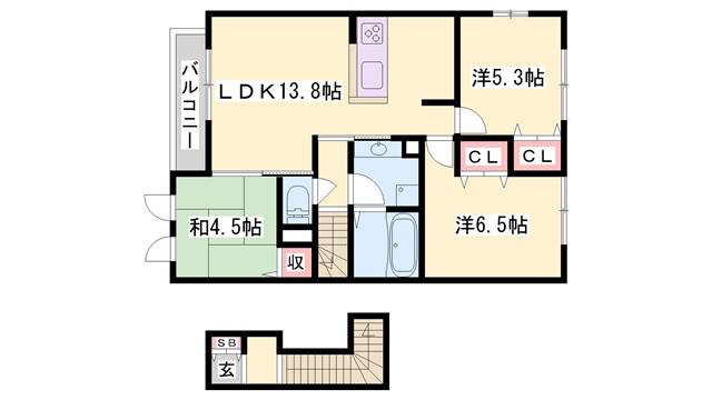 ミリオンフルール(3LDK/2階)の間取り写真