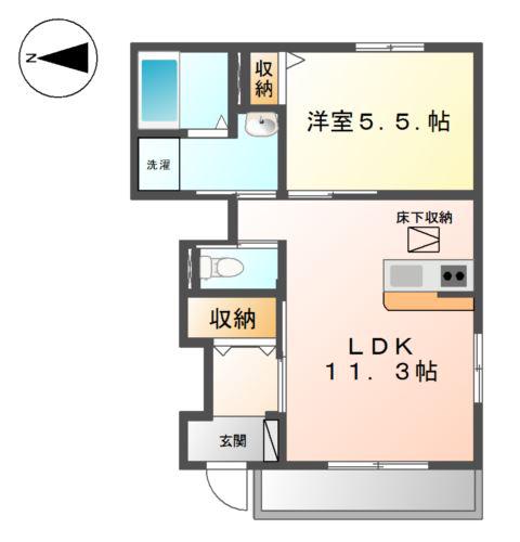 トゥルーハート(1LDK/1階)の間取り写真