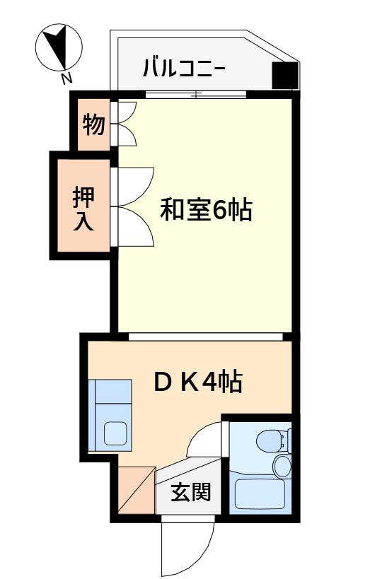ホワイトヒルハウス(1DK/5階)の間取り写真