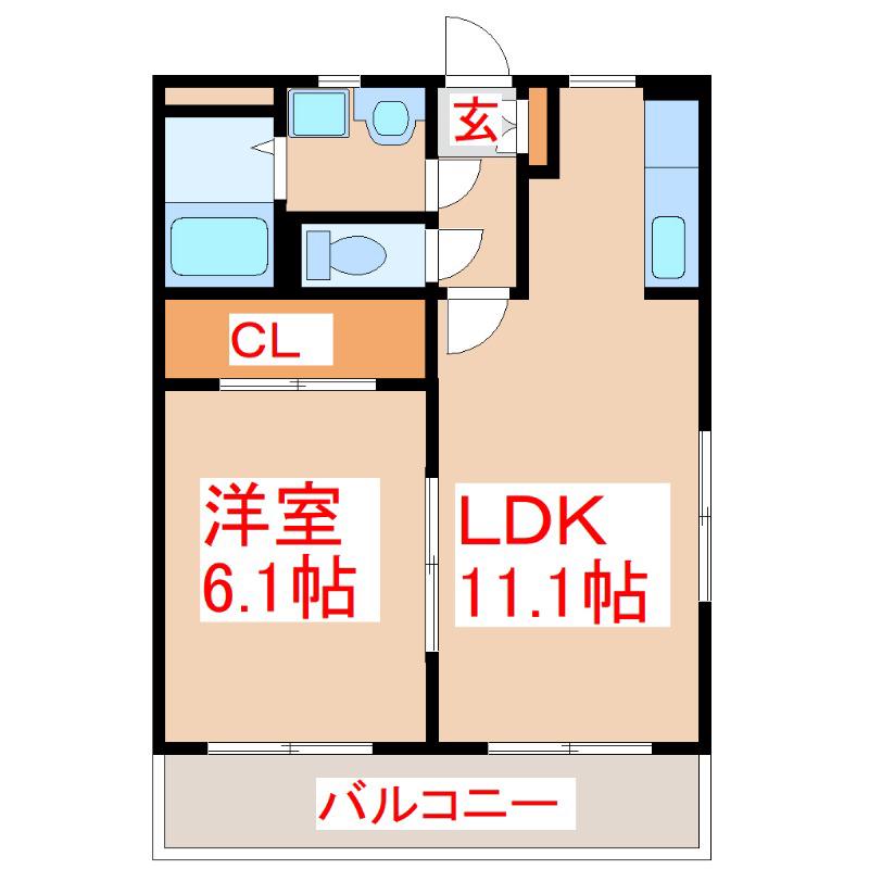フィルセント(1LDK/3階)の間取り写真