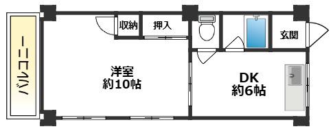 大辰マンション(1DK/5階)の間取り写真