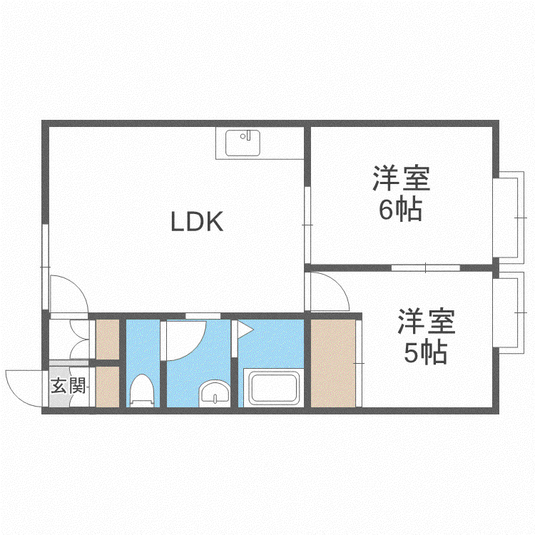 エビスパレス花川B(2LDK/3階)の間取り写真