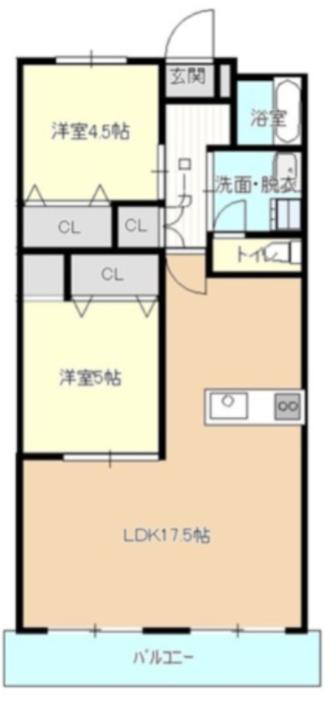 グランドハイツ浦里(2LDK/3階)の間取り写真
