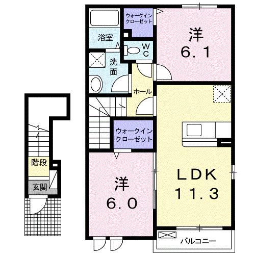 サン・ヴィラ(2LDK/2階)の間取り写真