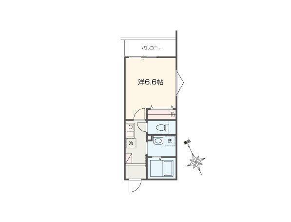 MELLAS相模原Ⅱ(1K/2階)の間取り写真