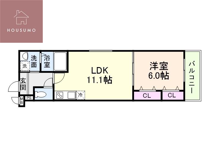 レネスト新深江B(1LDK/3階)の間取り写真