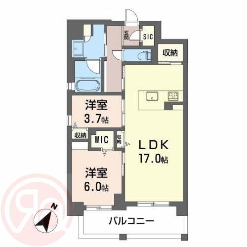 ALBLANC KYOMACHIBORI(2LDK/5階)の間取り写真