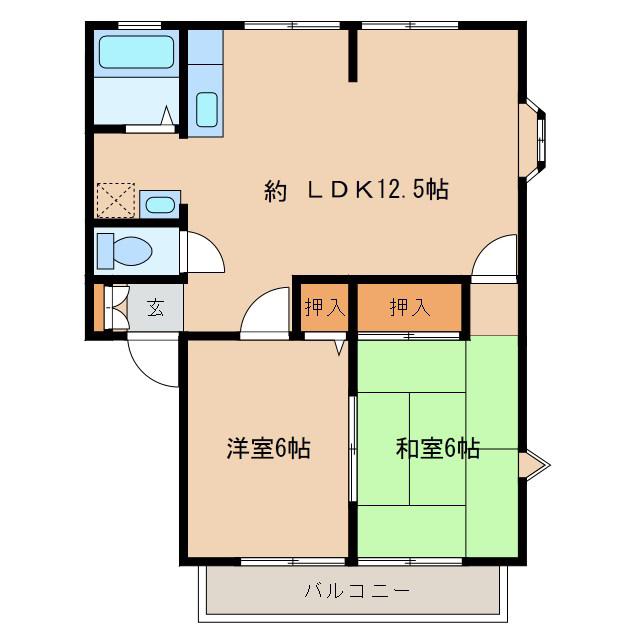サンライフ稲荷前A(2LDK/1階)の間取り写真